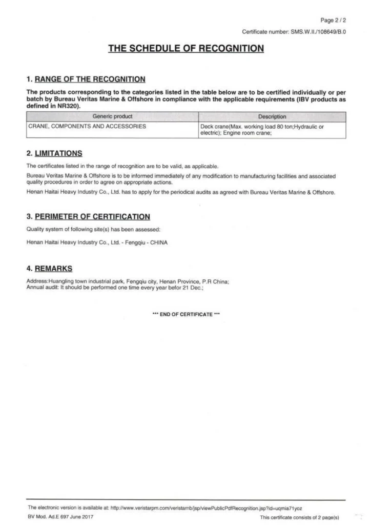 Offshore Crane Certification