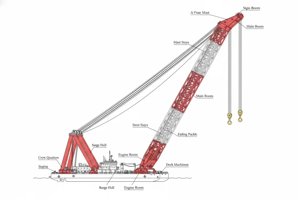 Floating crane structural diagram