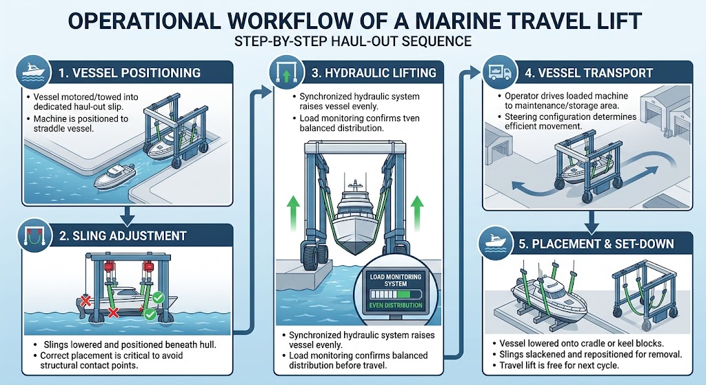 OPERATIONAL WORKFLOW OF A MARINE TRAVEL LIFT