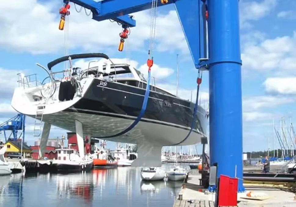 Boat Jib Crane boat jib crane working coastal industrial site