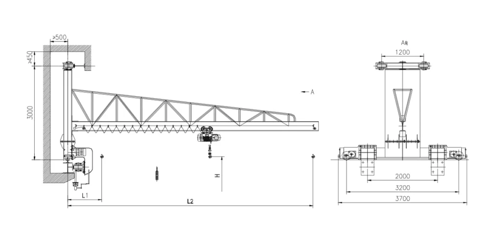 wall traveling jib crane structure bb