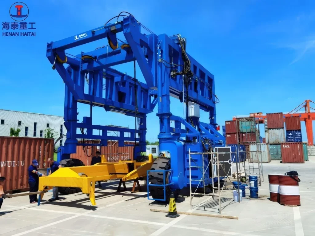 HaiTai straddle carriers in railway or port intermodal yard