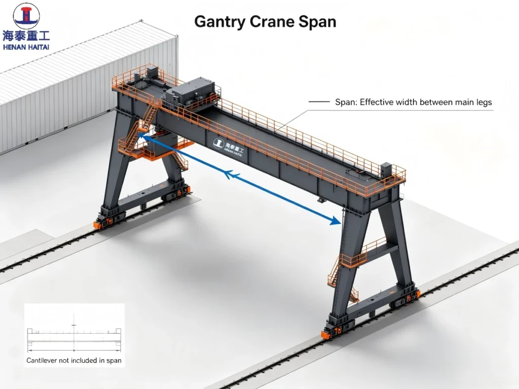 gantry crane span without cantilever