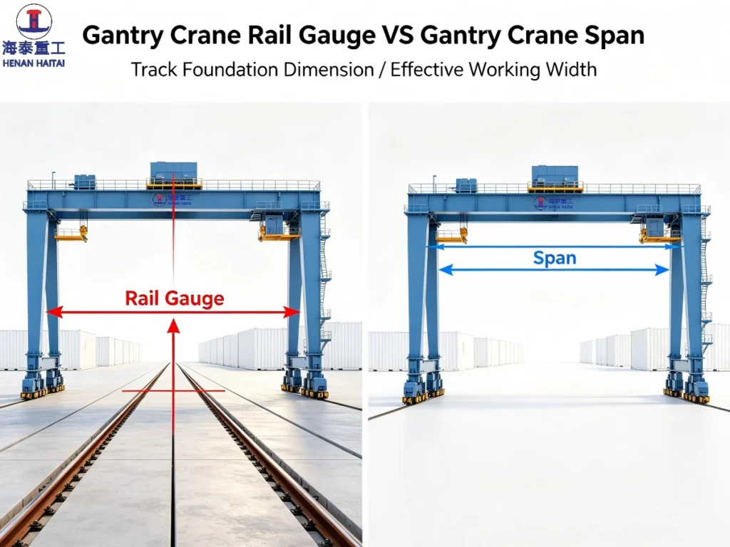 gantry crane rail gauge vs span 3D Schematic Diagram